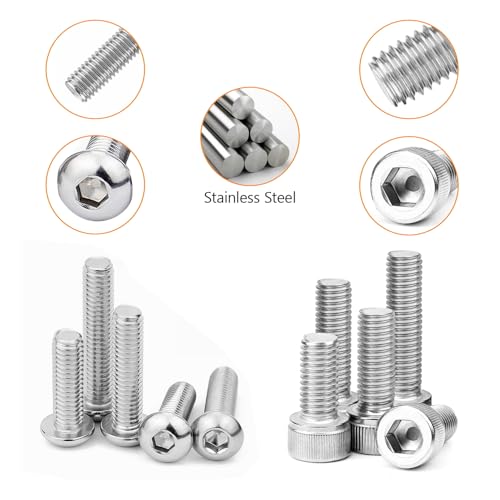 842 Pcs Metric Screws Assortment Kit, M2.5 Screw Kit, Small Assorted Nuts and Bolts Assortment Kits, Stainless Steel Hex Socket Button Head Screw & Hex Socket Head Screw Set with Washers + Wrenches - size: M2.5-842Pcs