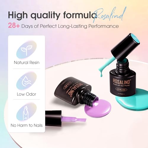 ROSALIND 30PCS Pastel Gel Nail Polish Set,26 Bright Colors Gel Polish | with Base Gel Top Coat (Glossy Matte and Glitter),Pastel Summer Nail Gel Polish, Soak Off U V Manicure Rainbow for Women - color: Neon bright colors
