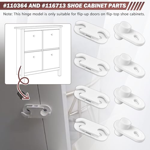 Shoe Cabinet Hinge and Stopper Replacement Part #110364 and #116713 - size: 110364 and 116713 (4 Pack)