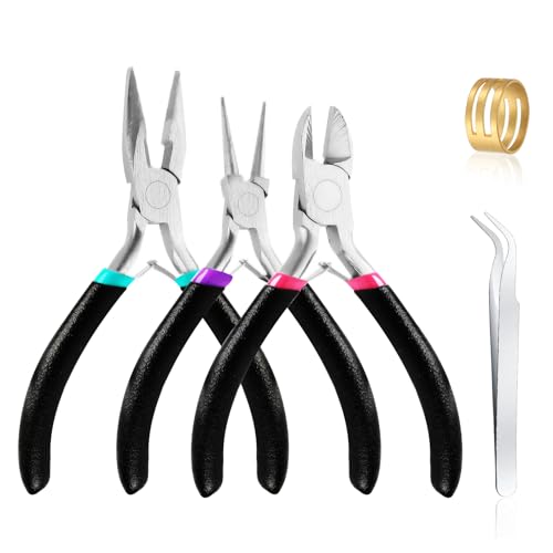 3Pcs Jewelry Making Tools Pliers Kit,Needle Nose/Round Nose Pliers/Diagonal - style: 3pcs - Black