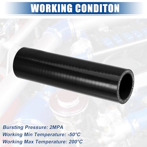 uxcell 1.25" ID 6" Length 4-Ply Reinforced High Temp Straight Coupler Silicone Reducer Hose Black for Car Intercooler Intake Piping - size: 1.25" ID