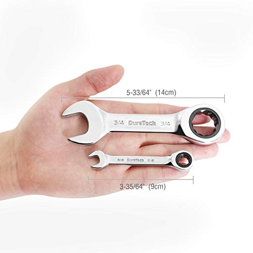 DURATECH Stubby Ratcheting Combination Wrench Set, SAE, 8-Piece, CR-V Steel - size: 7.94 - 19.05 mm (8-Piece Set)