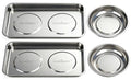HORUSDY 4-Piece Large Magnetic Parts Tray Set, Stainless Steel Heavy Duty 9.5" W x 5.5''L Square and 4.5" Round Magnetic Trays Tools Parts Tray - style: 4-Piece Magnetic Tray - Pro