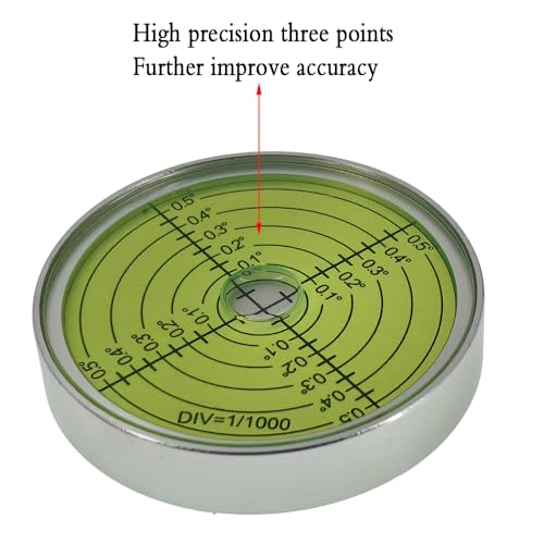 Aluminum alloy high-precision universal horizontal level instrument bubble level tool circle 2.4 inches 60mm (3 points silver green (magnetic)) - color: 3 Points Silver Green (Magnetic)
