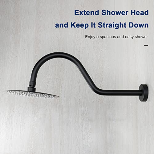 NearMoon Shower Extension Arm with Flange - S Shaped High Arc Gooseneck Long Shower Extender Pipe, Perfect for Rainfall Shower Head - Bathroom Accessory,16 Inch (Matte Black) - color: Matte Black