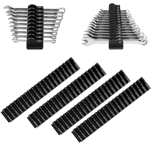 DEHOYI 80 pcs Modular Wrench Organizers for Tool Drawers - Wrench Rack with Metric & SAE Labels, Perfect Tool Storage Holder. Gift for father, brother and boyfriend (No Magnet, Black) - style: No-Magnet(80 pcs Black)