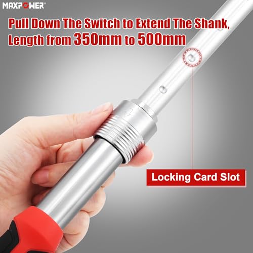 MAXPOWER Extendable Adjustable Wrench, Retractable Extension Shank 13.8" to 19.7", Soft Grip Handle