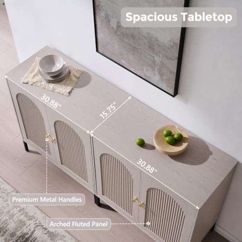 IFGET 123.5"W Modern Arch Sideboard Buffet Cabinet with Storage, Light Grey - color: Light Grey, size: 4 Pieces