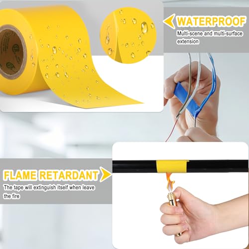 Electrical Tape Yellow, 2 in X 33FT, UL Approved Industrial Grade Waterproof High Temperature Electrical Tape, Multipurpose Insulating Wire Wrapping (2 Packs) - color: Yellow