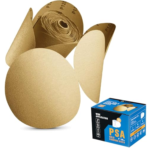 S SATC 100 PCS PSA Sanding Discs 6 Inch Adhesive Backed Sandpaper 120 Grit Sander Attachment for Drill Self Stick Aluminum Oxide Round Automotive Sandpaper with Sticky Back - style: 120 Grit