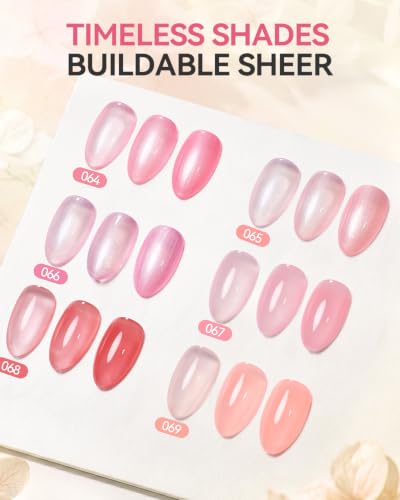 Makartt Pink Gel Nail Polish Set 15ML : 6 Sheer & Shimmer Colors - color: Petal Glow