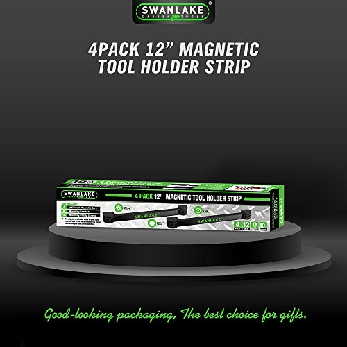 SWANLAKE GARDEN TOOLS 4-Piece 12" Magnetic Tool Holder Storage Organizer, Wall Mount Rack Garage Organization, Magnetic Strip for Garage Organization - color: Magnetic 12" 4-Piece Black