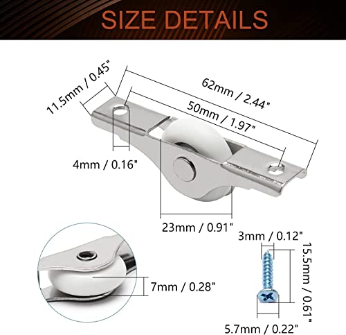 MroMax 10Pcs 23mm/0.91" Dia Screen Door Rollers Nylon White Sliding Wheel Electroplating Sliding Wheel with Stainless Steel Shell for Garage Screen Door - color: 10pcs White Wheel