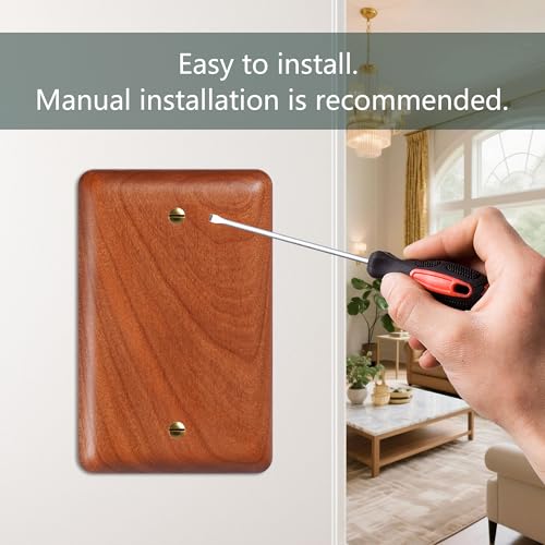 Cherry Wood Blank Wall Plate Cover Decorator Style Perfect for Blank Wall Plate and Blank Outlet Cover Home Decor Elegant Design - color: Cherry wood, size: Blank Wall Plate