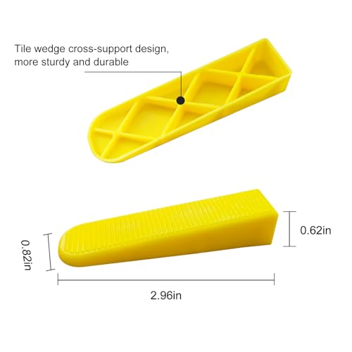 Tile Leveling System Wedges 210 pcs Reusable Tile Leveler Wedges for 1/8" 1/16" 1/32" Spacers and Tile Leveling Clips Tile Leveler Tools for Wall Floor Tile Stone Installation Yellow - size: 210 pcs tile wedges