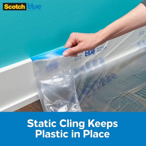ScotchBlue Tape and Plastic with Dispenser, 24 Inch Wide, PT2093-24-S - size: 24" Width, style: With Dispenser