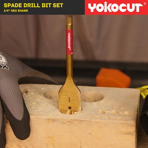 Spade Drill Bit Set, 13pcs Paddle Bits in SAE, 1/4 Hex Shank Flat Wood Bits for Woodworking, 1/4" to 1-1/2" Spade Bits for Wood with Nylon Storage Pouch - style: 13pcs Spade Bits Set in SAE & 1/4" Drill Bit Extension