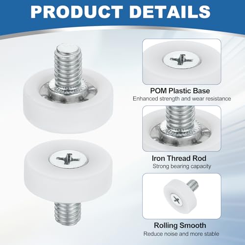 uxcell 6Pcs 19mm Drawer Rollers,M6x0.33 Thread Plastic Positioning Pulley | Flat Surface Small Drawer Pulley Bearing Replacement Wheel for Furniture Parts Cabinet Cupboard Slides - size: 19mm M6 x 0.33"