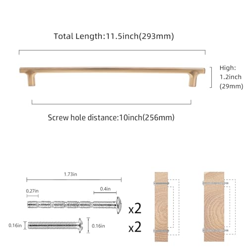 COTYKILEY 10 Pack 10 Inch(256mm) Champagne Bronze Cabinet Handles Gold Kitchen Cabinet Pulls Cabinet Door Handles Kitchen Cabinet Hardware Cupboard Drawer Pulls - color: Champagne Bronze, size: 10" Hole Center（256MM）