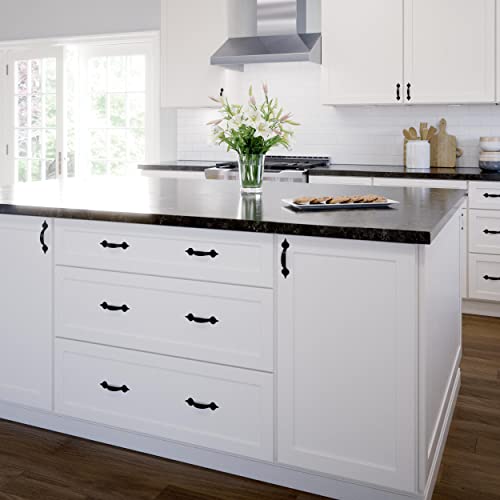 Franklin Brass (5-Pack) – Matte Black Cabinet Handles, 3-1/2 Inch Hole Center, Classic Pulls for Drawers, Kitchen Cabinet Door, Dressers | Hammercraft