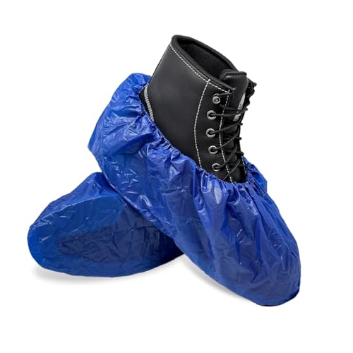 ShuBee Waterproof Shoe & Boot Covers Slip-Resistant Disposable for Plumbing Construction Floor Protection - 40 Pair - color: Dark Blue