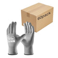 COOLJOB 60 Pairs Safety Work Gloves Pack Bulk with Grip PU Coating - color: Grey, size: Small (Pack of 60)
