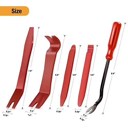 GOOACC 5 PCS Nylon Auto Trim Removal Tool Kit No-Scratch - color: Red, size: 5Pcs