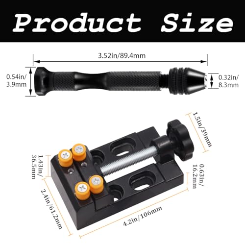 Dianrui 61PCS Pin Vise Hand Drill Set including 1PC Mini Drill Press Vise, 10PCS PCB Mini Drill Bits, 1PC Elbow Tweezers and 48PCS 0.3-3.5mm Micro Twist Drill Bits - style: 60 set with Drill Press