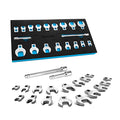 DURATECH 19-Piece 3/8" Drive Crowfoot Wrench Set with 2 Extension Bars - size: Metric and SAE, style: Regular