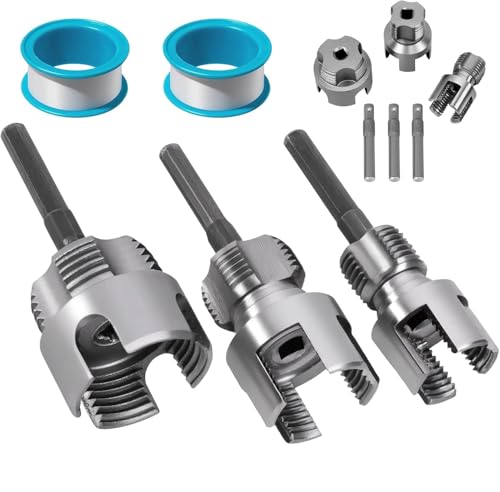 2026 New Pipe Thread Cutting Tool, Internal & External Pipe Threading Tool, PVC Pipe Threader for 1/2", 3/4", 1" Sizes PVC Pipes Suitable for All Electric Drills (3PCS)