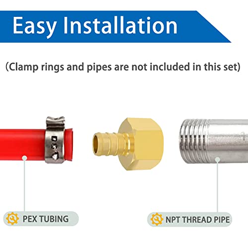 Hooshing 6 Pack 1/2" PEX to 1/2" Female NPT Adapter - size: 1/2" Pex x 1/2" NPT Female