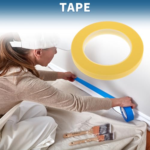 Painters Tape Easy Removal 0.5 Inches x 52.5 Yards Yellow - color: Yellow, size: 0.5 Inches x 52.5 Yards
