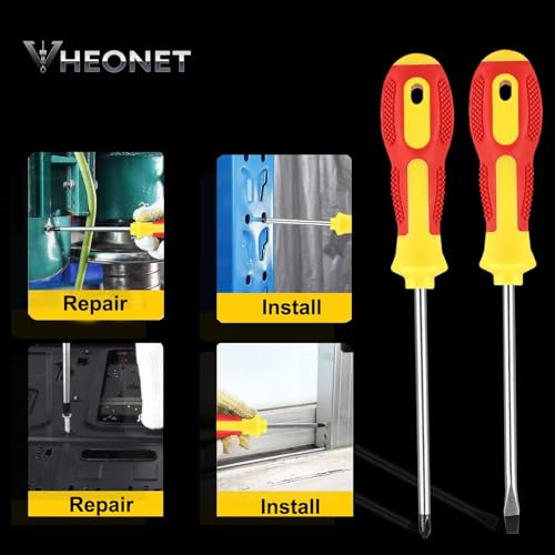 Screwdriver Sets : 6-Piece Magnetic Screwdriver Set with 4-in-1 Keychain Tool | Includes Phillips & Flat Head | Non-Slip Grip for DIY & Home Repair | Practical Gift (Red & Yellow) - color: Red/Yellow