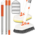 Long Handled Scrub Brush for Shower，3-in-1 Cleaning Brushes with 3 Different Function Cleaning Heads Brush for Shower Cleaning Bathroom Kitchen Walls Tub Tile - color: Orange