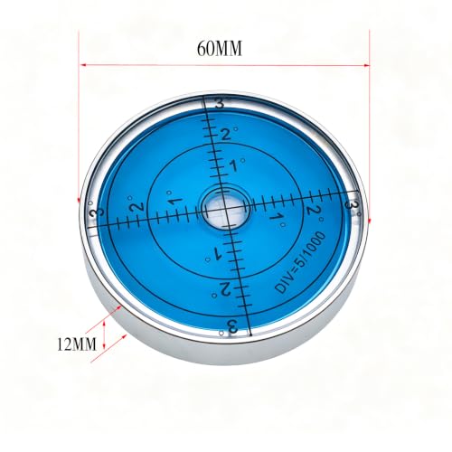 Aluminum alloy high-precision universal horizontal level instrument bubble level tool circle 2.4 inches 60mm (Silver Blue (Night Light)) - color: Silver Blue (Night Light)