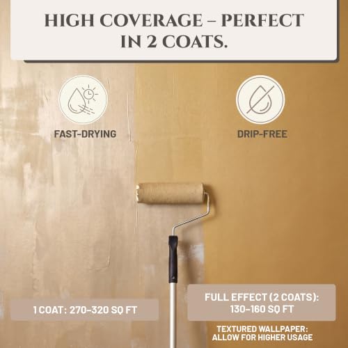 Metallic Wall Paint 67.62 fl oz - Gold - Stunning Metallic Shine for Stylish Interiors, Easy to Apply, Water-Based, Perfect for Creative Wall Designs & DIY Projects - color: Gold
