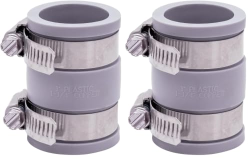 Fernco 1056-100 1-in. Flexible PVC Pipe Coupling for Plastic and Copper Plumbing Connections in Gray (Pack of 2) - size: 1 Inch (Pack of 2)