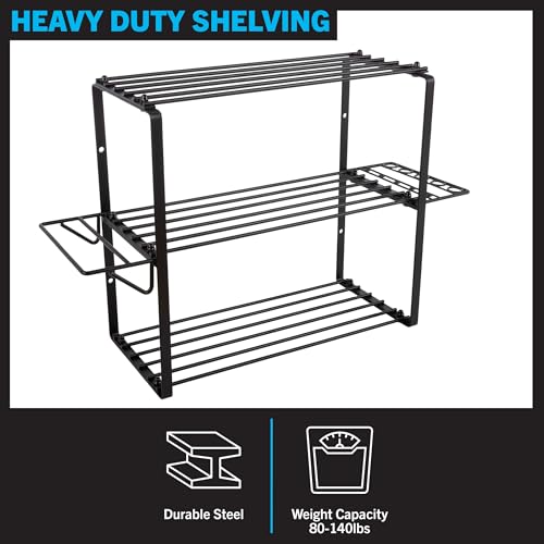 Power Tool Organizer - 4-Tier Garage Shelving Unit with 140lb Max Capacity - Wall Mount Garage Storage System for Tools by Stalwart - size: 4 Tier