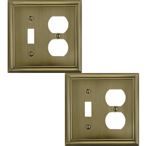 OKAWYC Toggle/Duplex Light Switch Cover Luca Metal Wall Plate, 2-Pack Antique Brass 2 Gang, for Light Switch Cover Outlet Cover Decorative Wallplate, Durable - size: Toggle/Duplex
