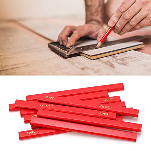 10PCS Carpenter Pencils, 170 mm Octagonal Construction Pencil, Red Woodworking Pencil for Framing, Concrete Marking