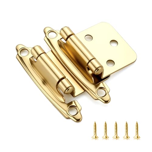 Ravinte Gold Cabinet Hinges, 1/2 Inch Overlay, 4 Pack (2 Pairs) - color: Gold