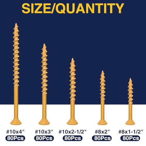 #8#10 Assorted Screws Kit, 5 Sizes Wood Assortment,Torx Dive, 400pcs