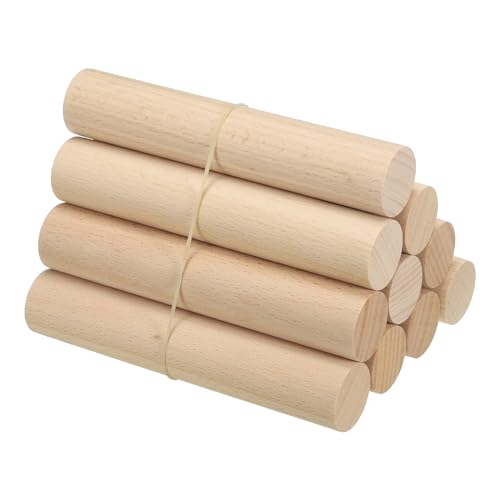 PATIKIL 1-1/8 x 6 Inch Dowel Rods Wood Sticks Unfinished Round Dowels 10pcs - size: 1-1/8"x6"