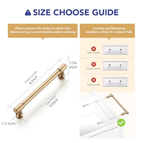 Ravinte Champagne Bronze Kitchen Pulls Cabinet Handles 5 Inch 10 Pack - color: Champagne Bronze, size: 5 Inches Hole Center