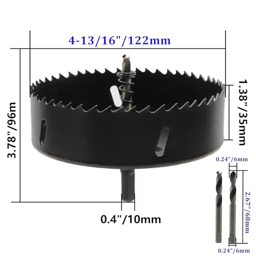 4-13/16"/122mm Hole Saw Bi-Metal Hole Saw for Hard Wood,Plywood and Drywall - color: black, size: 4-13/16" (122mm)