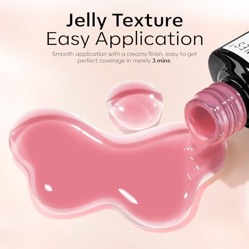 modelones Jelly Gel Nail Polish Set 6 Colors, White Nude Pink Translucent - color: A A4 Pink Jelly Chic