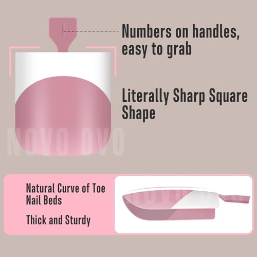 NOVO OVO French Tip Toe Nail Tips 8 MIXED SUMMER COLOR, Sharp Square Soft Gel False Toenail Extension, Need Builder Gel & Top Coat, no Glue Included, Full Cover Acrylic for DIY x 15 Sizes 240 pcs - color: Sharp Square French Tip 8 Summer Colors