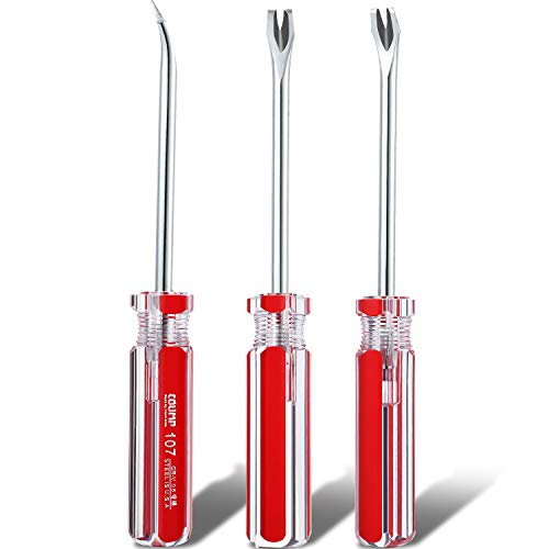 3 Packs Tack Lifter 3 mm U Tip Nail Staple Rivet Tack Puller Screwdriver Upholstery Staple Remover Tool for Furniture - color: Red