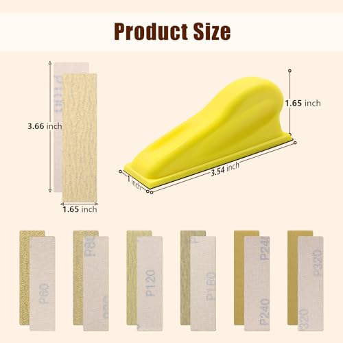 ZEHIQ 3.5"x1" Mini Detail Hand Sanding Block and 60Pcs Sandpaper Assortment - style: 60 Pieces + Sander