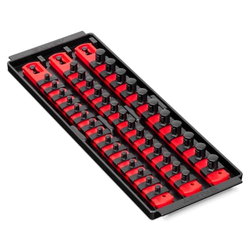 Ernst Manufacturing 8490 Socket Boss: 3-Rail Socket Organizer Tool Tray with 40 Clips (1/4", 3/8", 1/2") - Red, 13-Inch Rails for Toolbox Storage - Made in USA - color: Red, style: 13-Inch